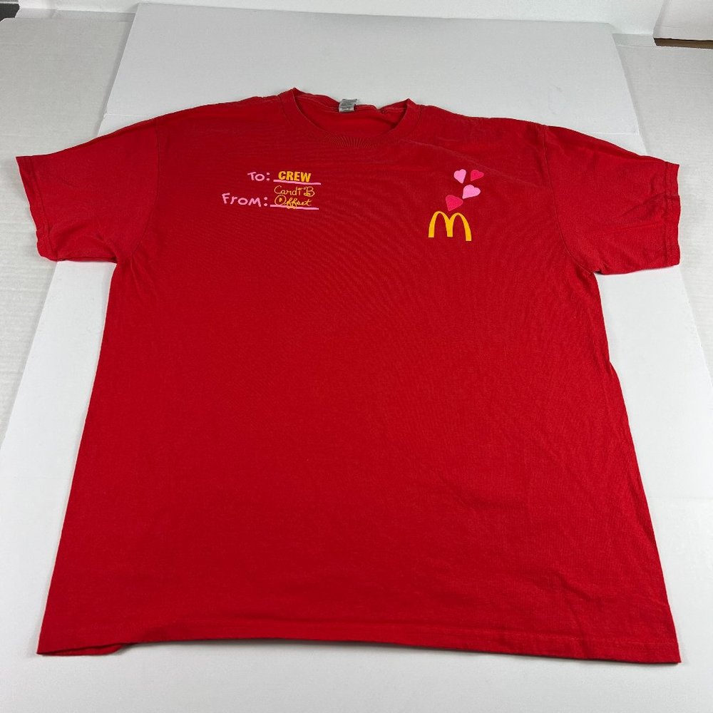 Mcdonalds X Cardi B Offset Crew Employee Shirt Adult Large Red Short Sleeve Tee